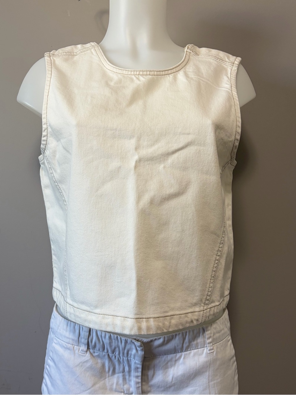 Clean Ivory Sleeveless Cotton Tank Top